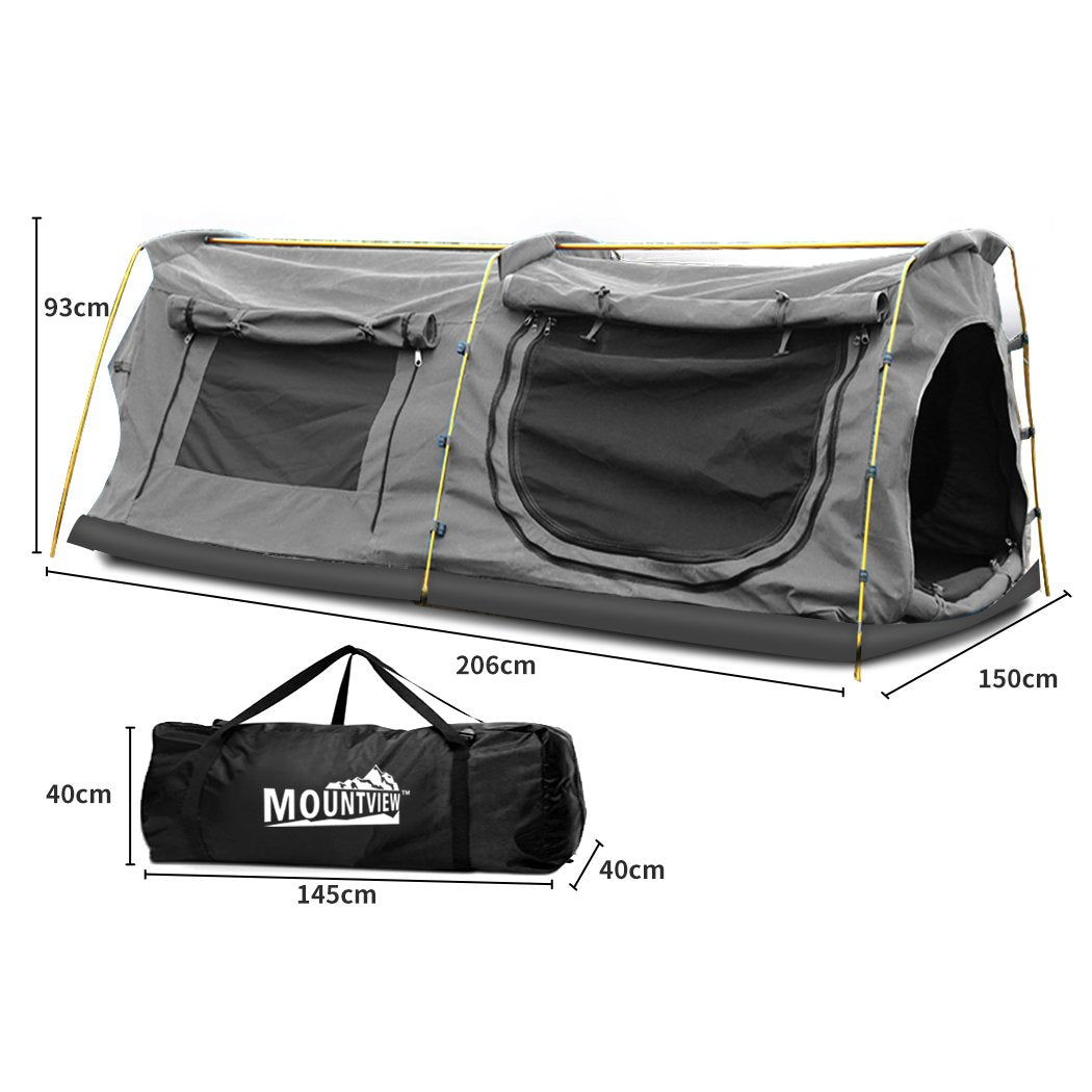 Double King Swag Camping Swags Canvas Dome Tent Hiking Mattress Grey Mountview