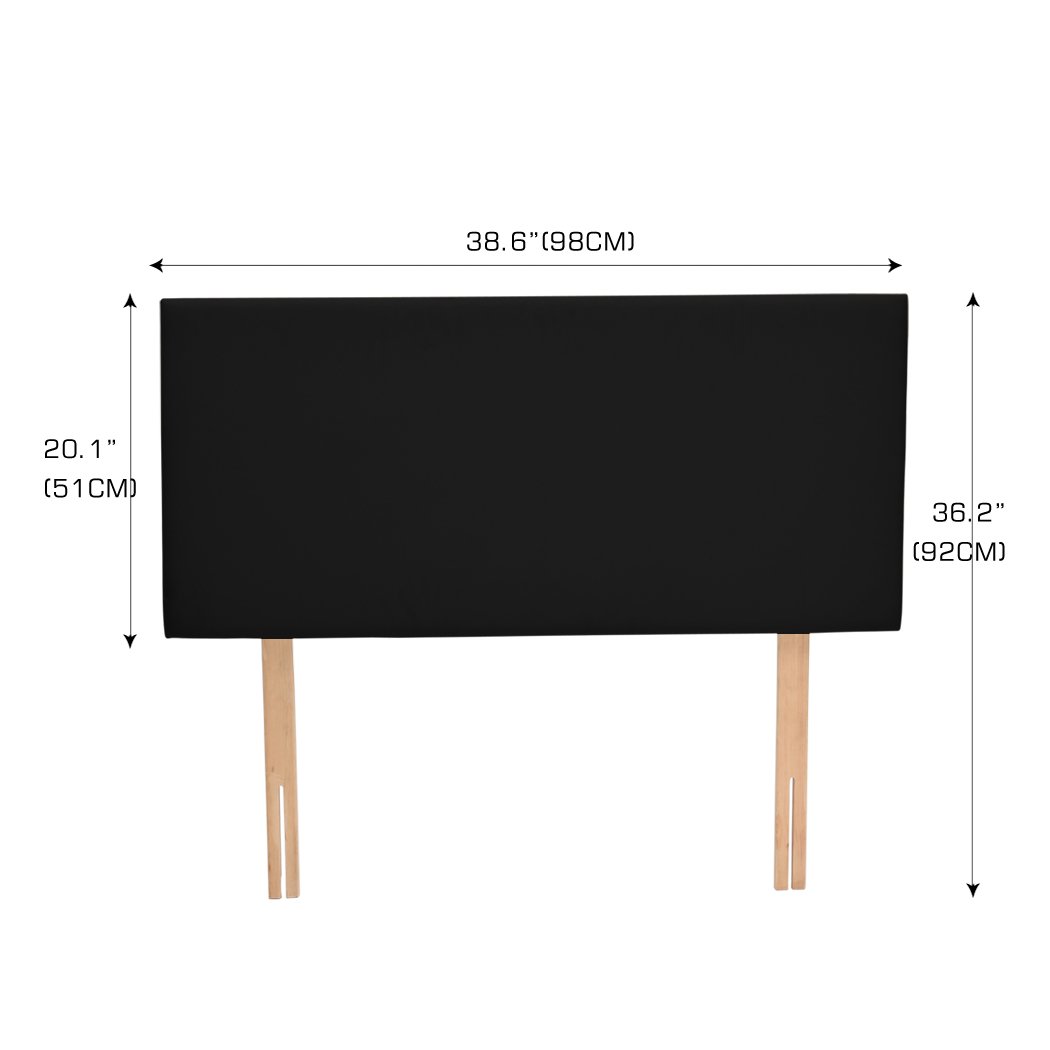 PU Leather Bed Headboard with Wooden Legs in Single Size in Black Colour Levede