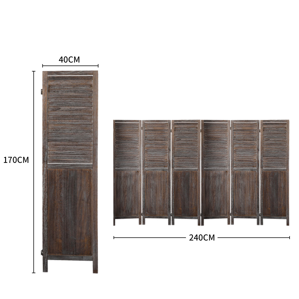6 Panel Room Divider Folding Screen Privacy Dividers Stand Wood Brown Big Bedding Australia
