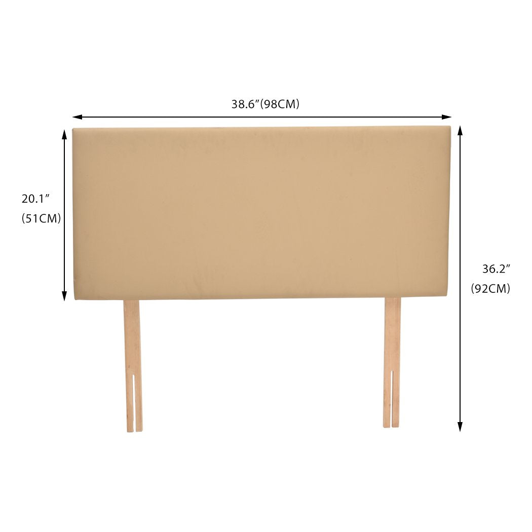 PU Leather Bed Headboard with Wooden Legs in Single Size in Cream Colour Levede