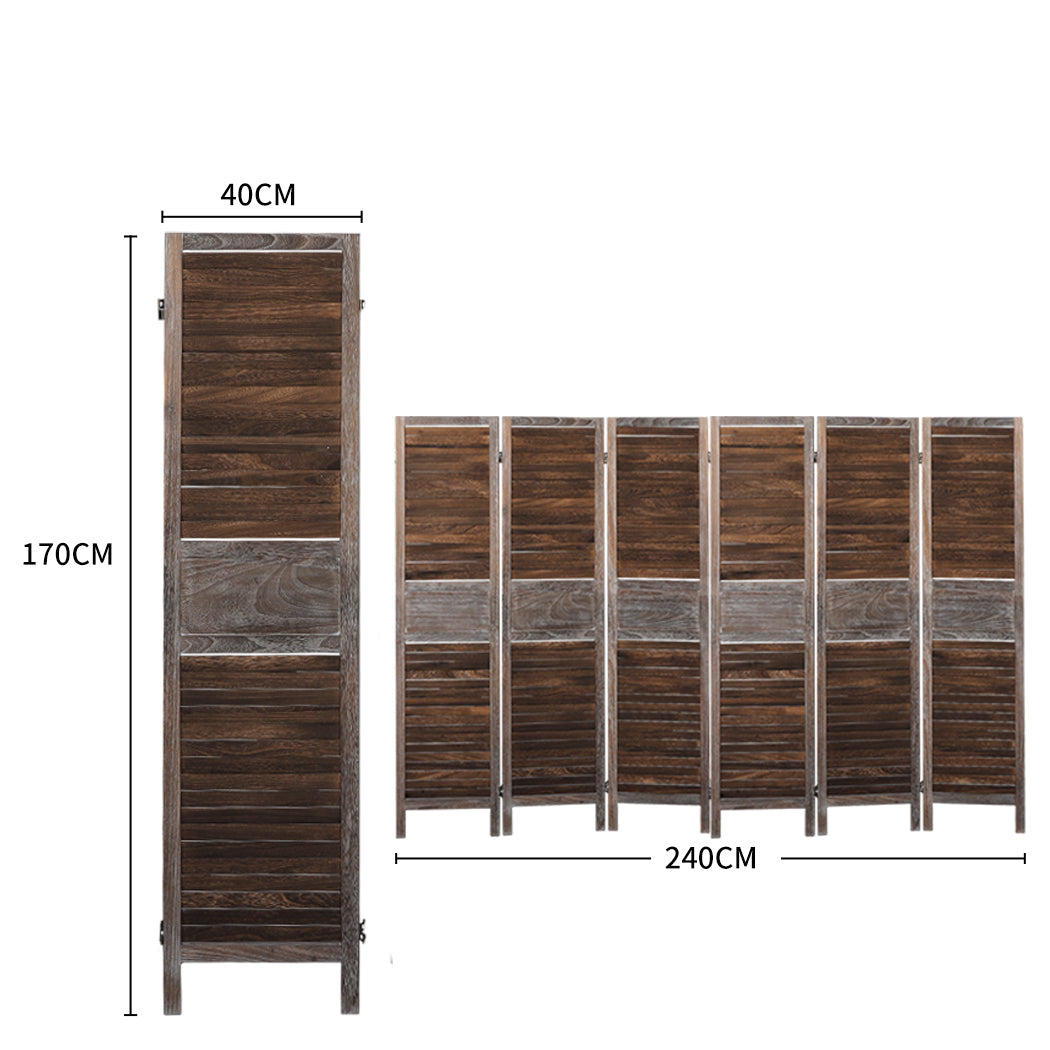 6 Panel Room Divider Folding Screen Privacy Dividers Stand Wood Brown Big Bedding Australia