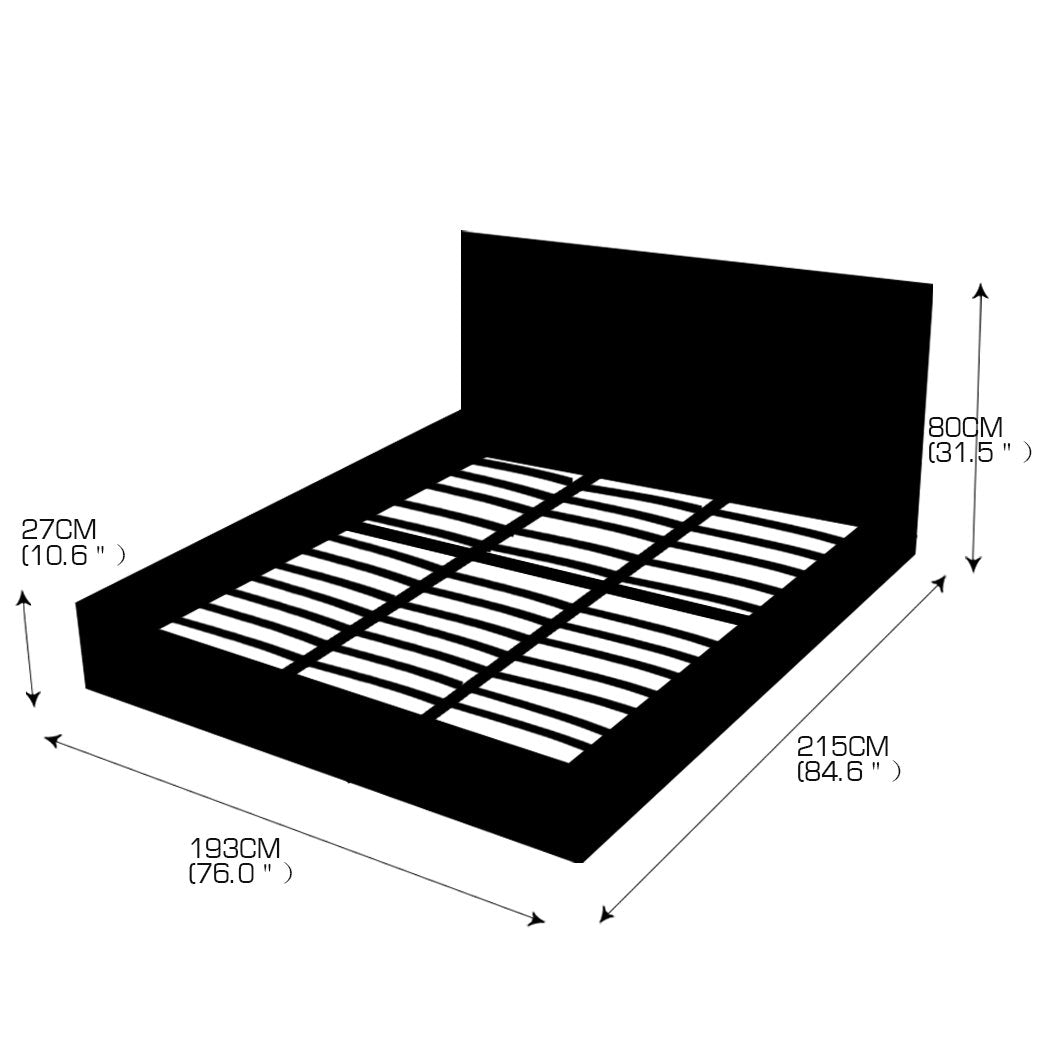 Bed Frame Gas Lift Premium Leather Base Mattress Storage King Size Black Levede