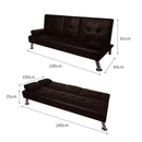 Adjustable Sofa Bed Lounge Futon Couch Leather Beds 3 Seater Cup Holder Recliner Brown Big Bedding Australia