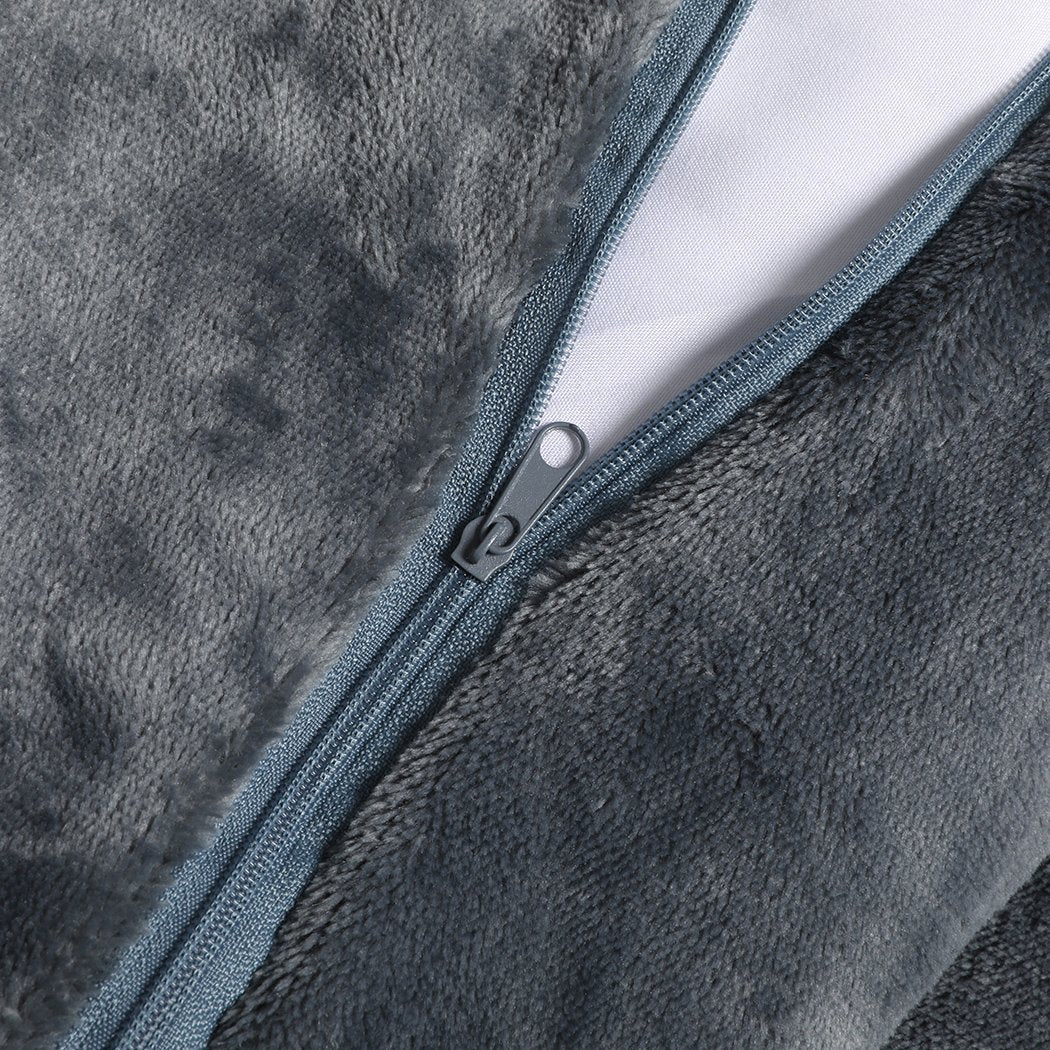 Luxury Flannel Quilt Cover with Pillowcase Dark Grey Queen Big Bedding Australia