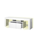 TV Cabinet Entertainment Unit Stand RGB LED Furniture Wooden Shelf 160cm Levede