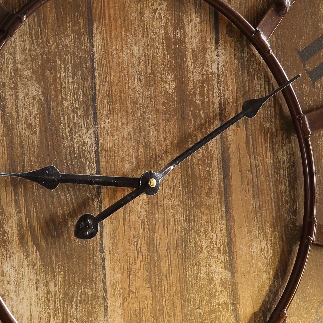 Rustic Vintage Large Wall Clock Roman Numerals Giant Open Face Metal Art 60cm Big Bedding Australia