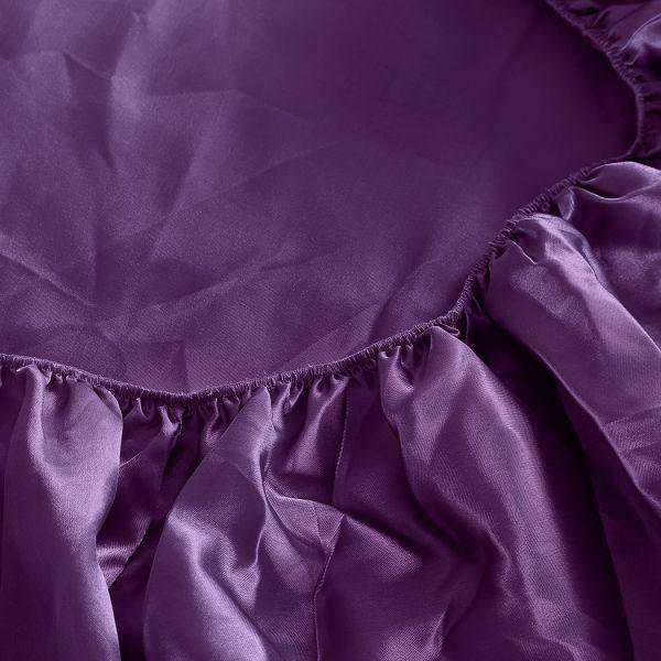 ULTRA SOFT SILKY SATIN BED SHEET SET - PURPLE Dreamz
