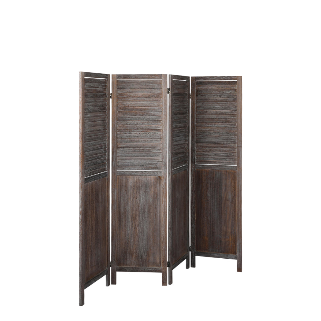 4 Panel Room Divider Folding Screen Privacy Dividers Stand Wood Brown Big Bedding Australia