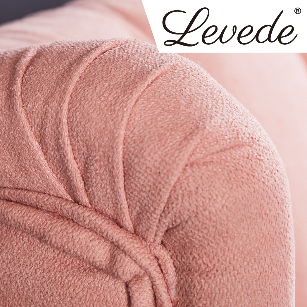 Bed Frame Velvet Base Bedhead Headboard Queen Size Wooden Platform Pink Levede