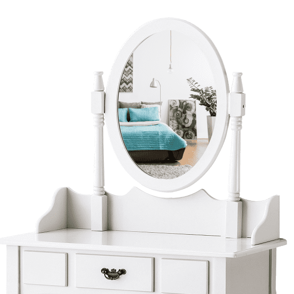 DRESSING TABLE STOOL MIRROR MAKEUP JEWELLERY ORGANIZER DRAWER CABINET Levede