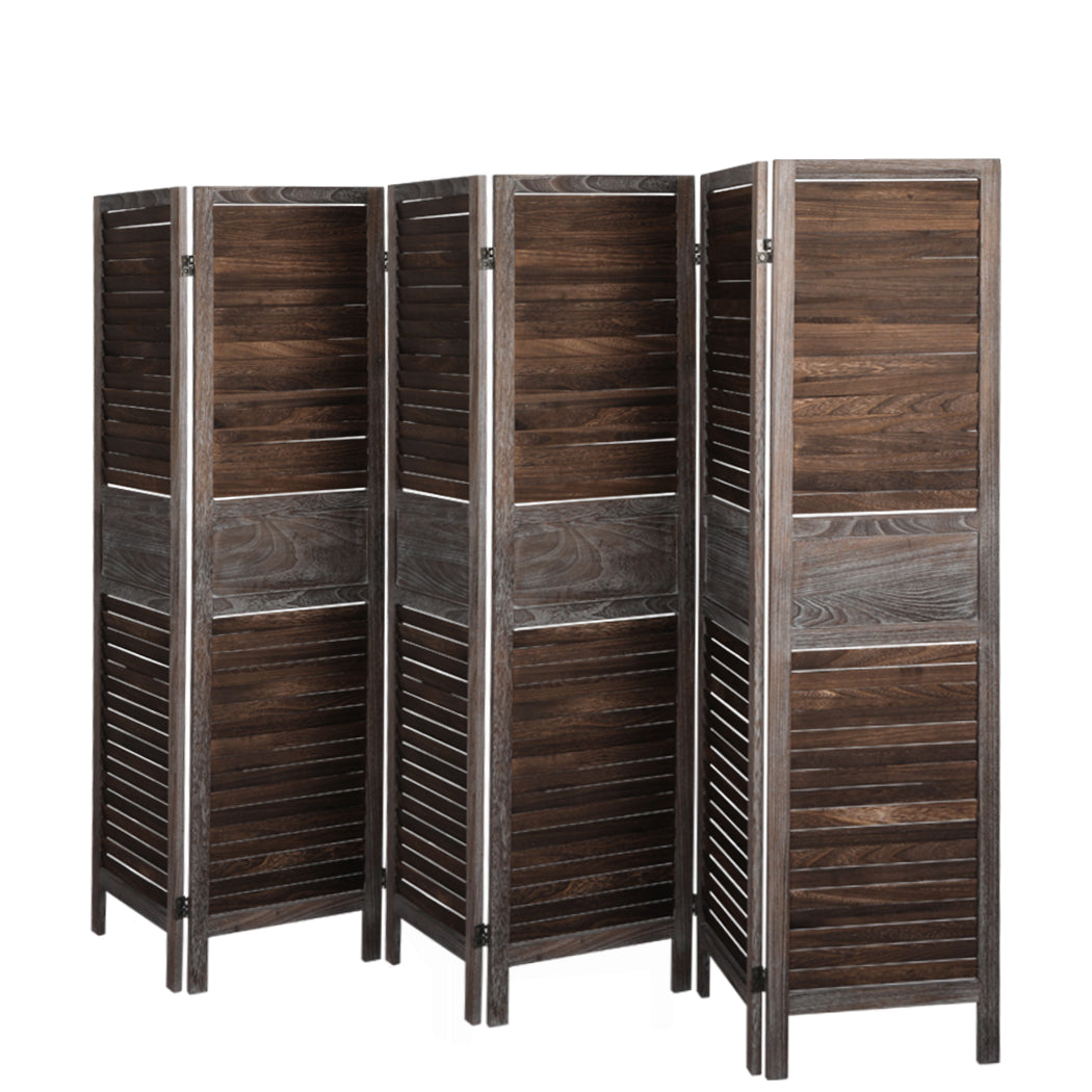 6 Panel Room Divider Folding Screen Privacy Dividers Stand Wood Brown Big Bedding Australia