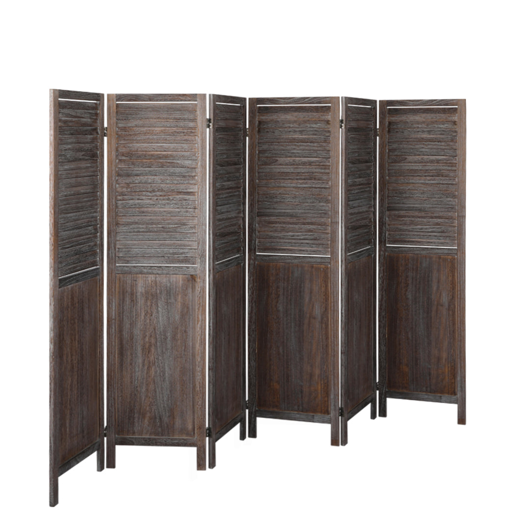 6 Panel Room Divider Folding Screen Privacy Dividers Stand Wood Brown Big Bedding Australia