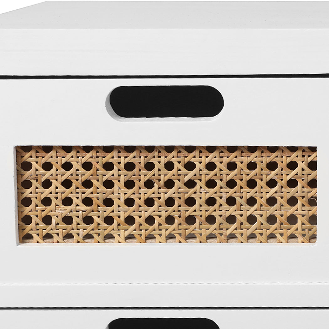 Bedside Tables Drawers Side Table Paulownia Wood Storage Cabinet White Levede