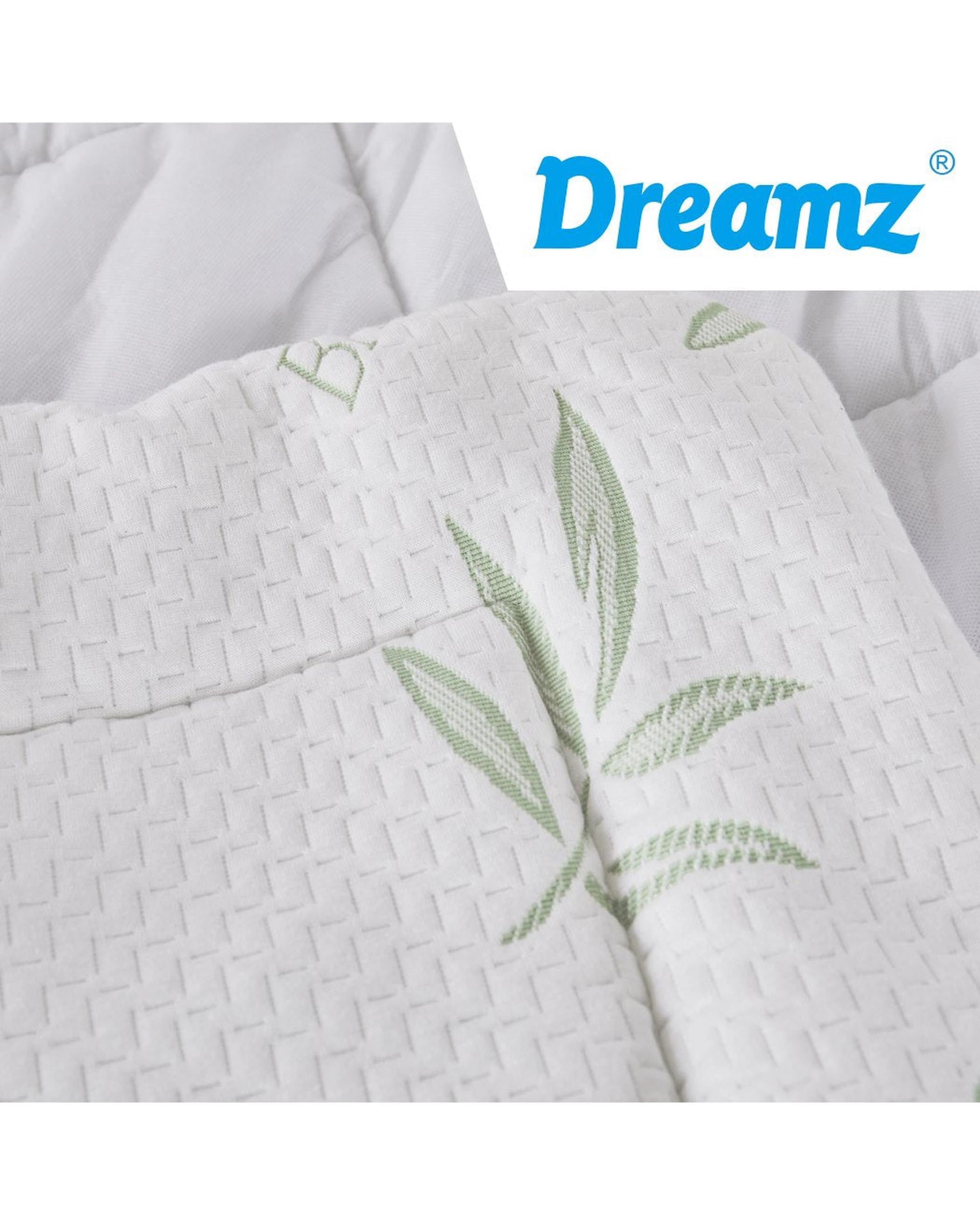 Bamboo Pillowtop Mattress Topper Protector Waterproof Cool Cover Single Dreamz