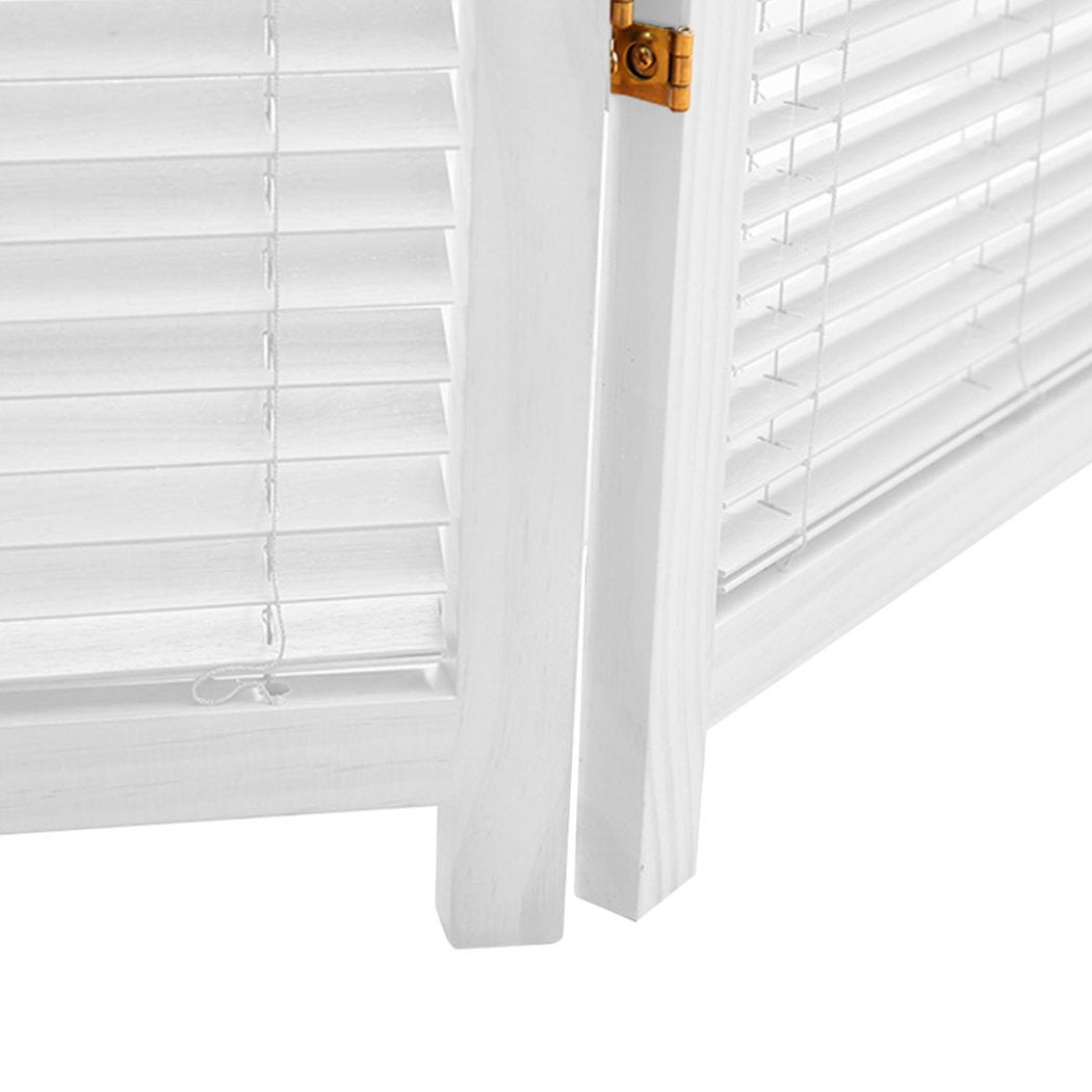 8 Panel Free Standing Foldable  Room Divider Privacy Screen White Frame Levede