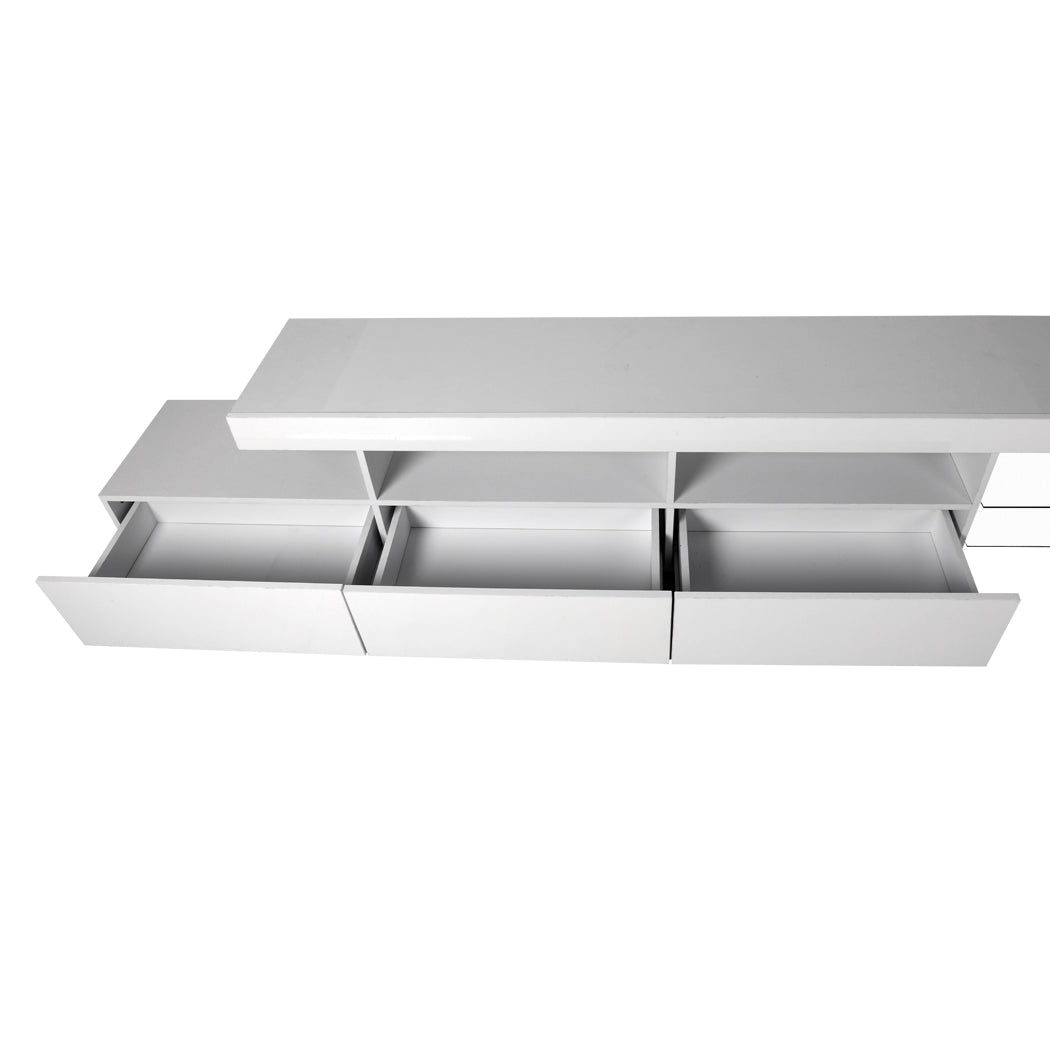 TV Cabinet Entertainment Unit Stand RGB LED Furniture Wooden Shelf 240cm Levede