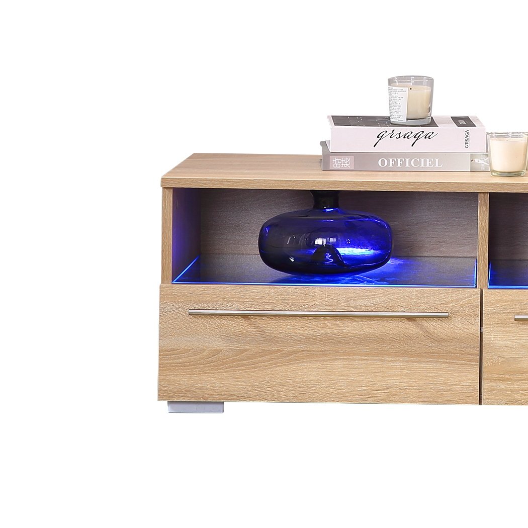 Wooden TV Stand Entertainment Unit Media Storage Cabinet LED Lowline AU Levede