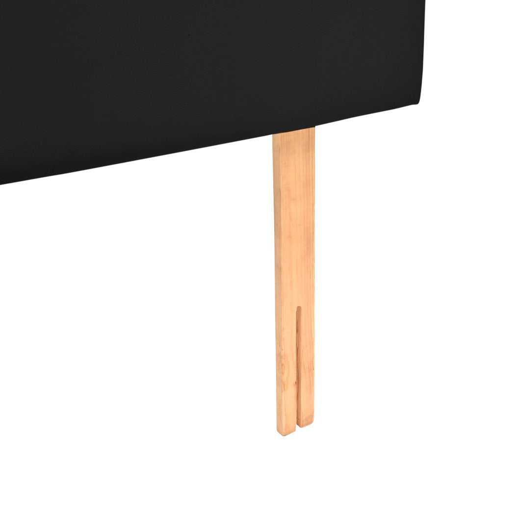 PU Leather Bed Headboard with Wooden Legs in Double Size in Black Colour Levede