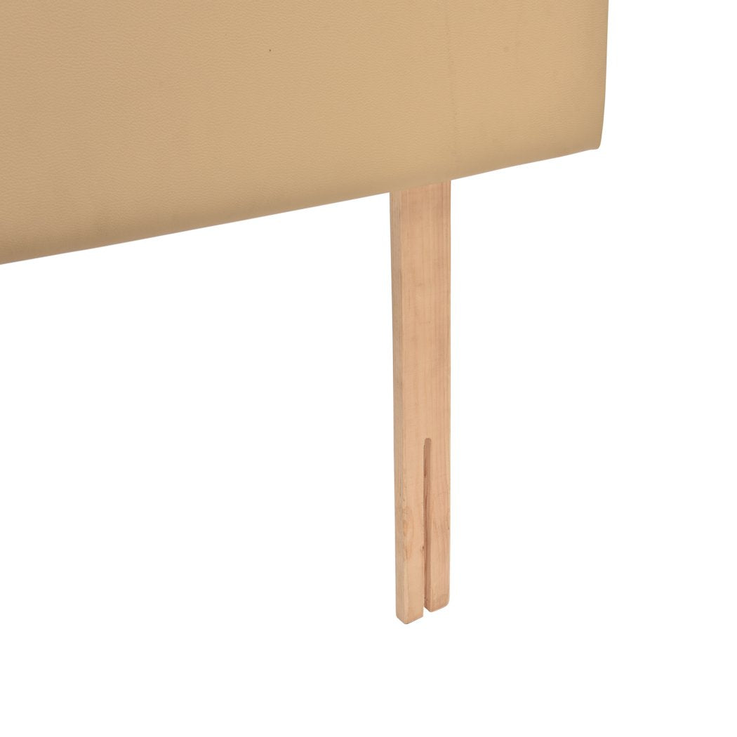 PU Leather Bed Headboard with Wooden Legs in Queen Size in Cream Colour Levede