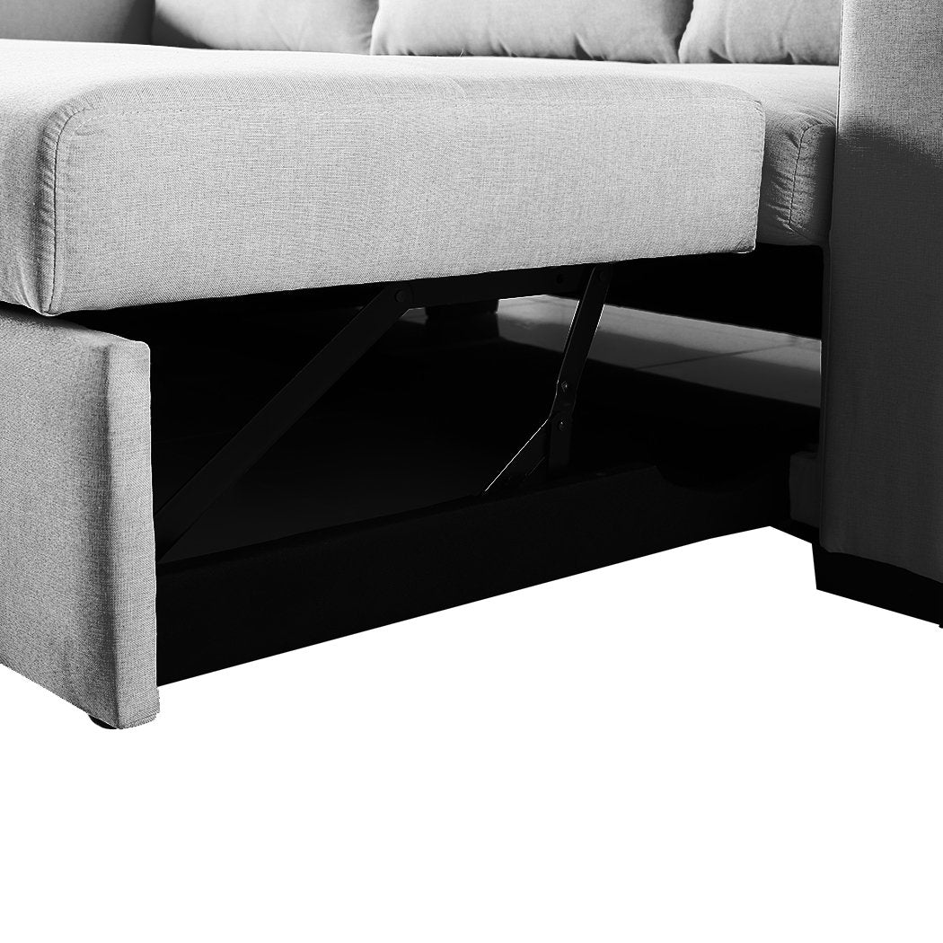 3-Seater Sofa Bed Set Storage Corner Futon Fabric Lounge Chaise Couch Levede