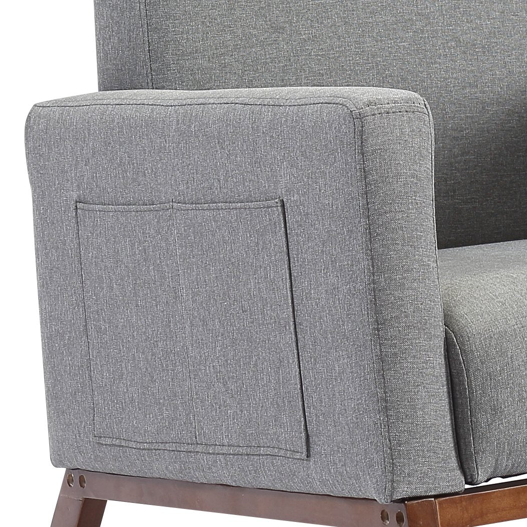 Nursing Baby Feeding Rocking Chair Linen Fabirc Solid Wood Frame Grey Levede