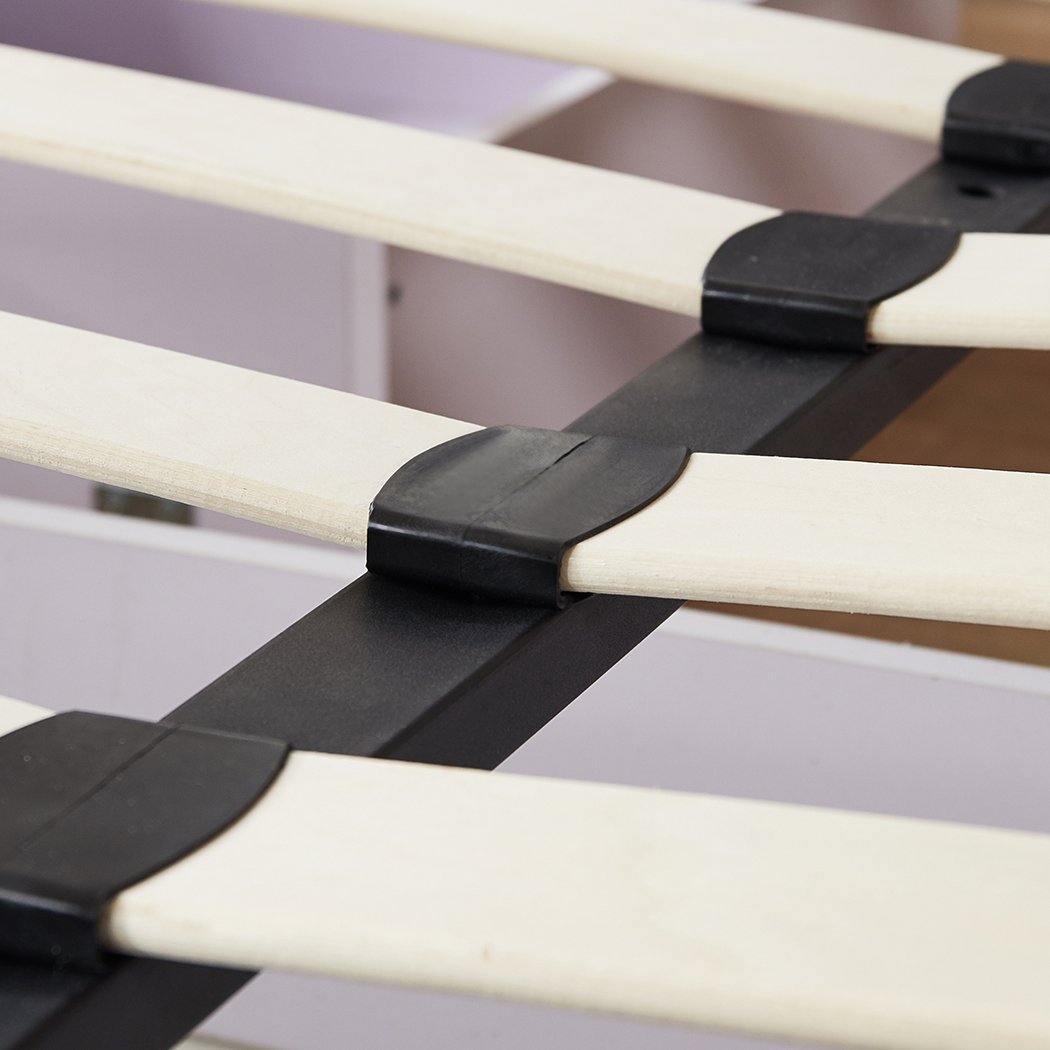 Levede Storage Bed Frame Queen Size Base with Three Drawers Linen Cotton Grey Levede