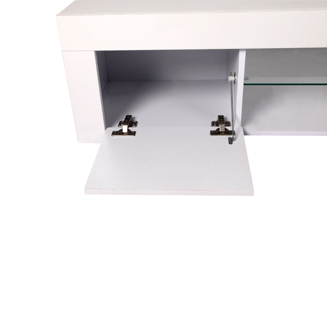 TV Cabinet Entertainment Unit Stand RGB LED Furniture Wooden Shelf 130cm Levede