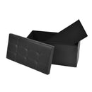 Folding Ottoman Storage Blanket Box Footstool Stool Cube Pouf Faux Black Leather Big Bedding Australia