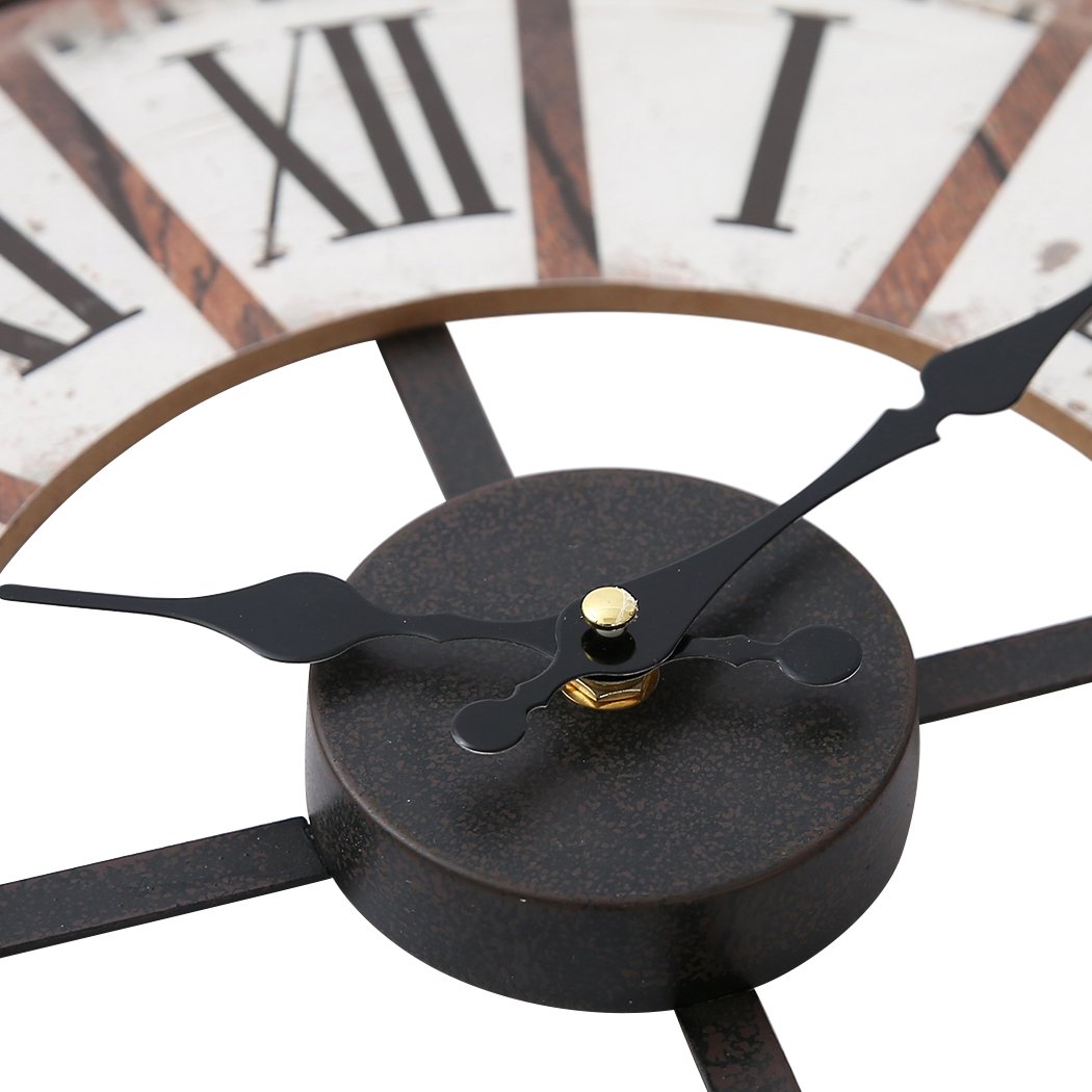Vintage Chic Wooden Shabby Large Wall Clock Art Round Oversized Digital French Big Bedding Australia
