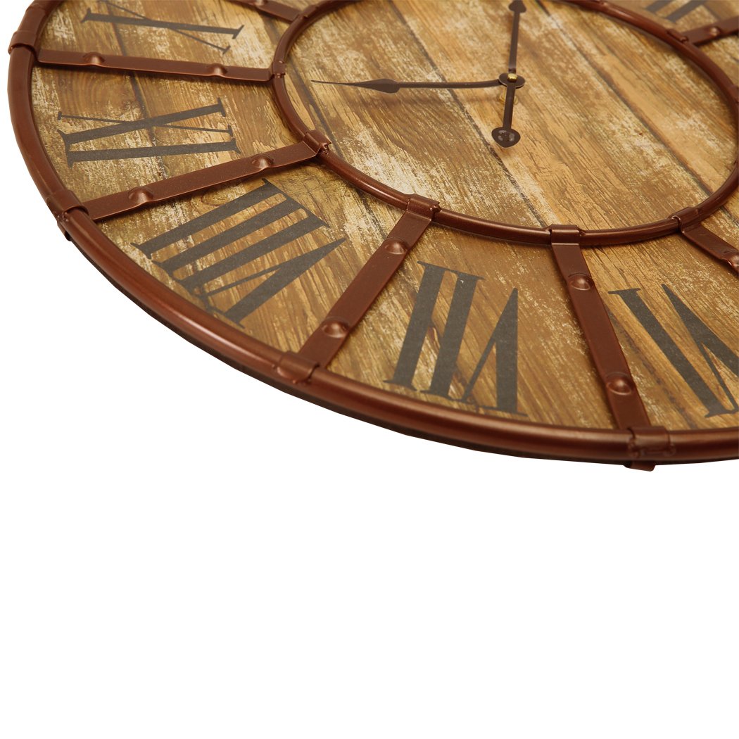Rustic Vintage Large Wall Clock Roman Numerals Giant Open Face Metal Art 60cm Big Bedding Australia