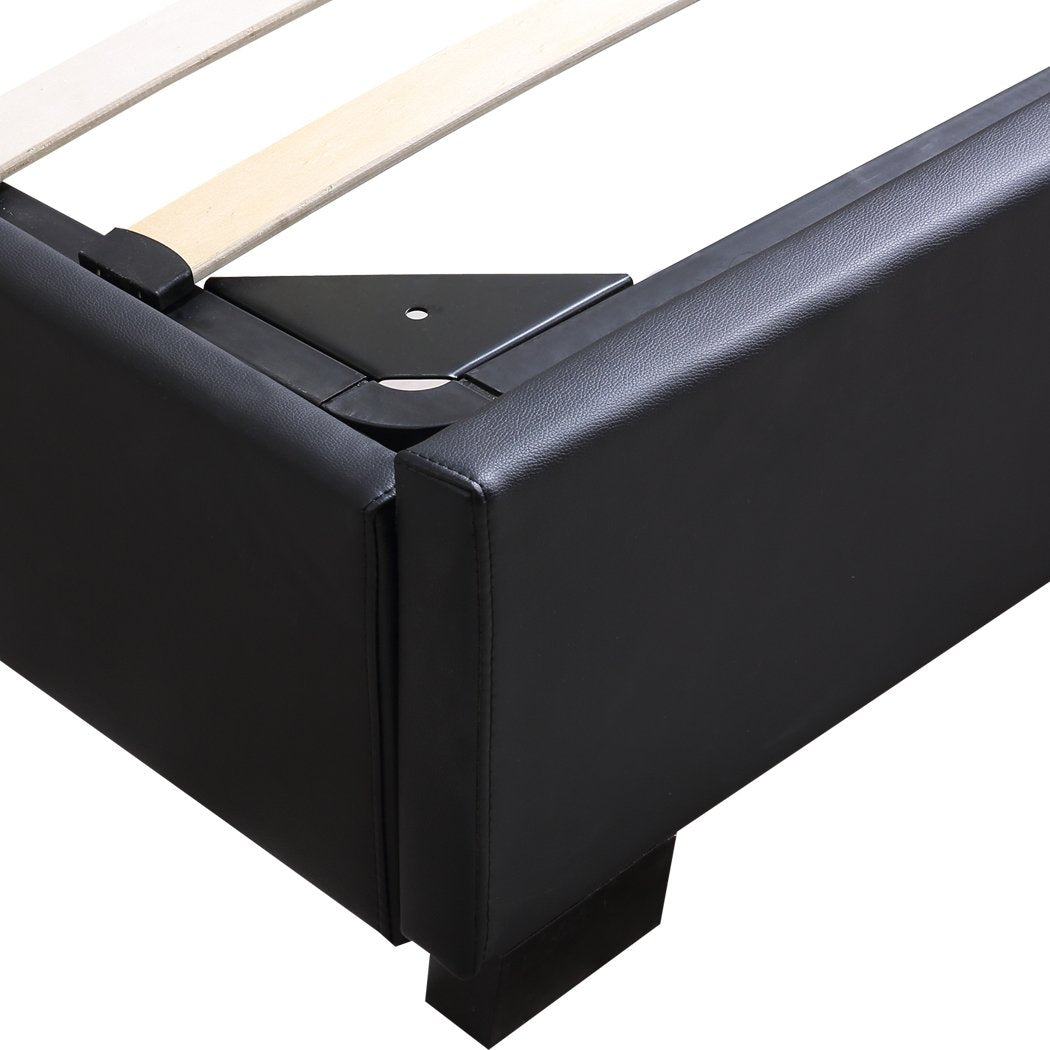 Gas Lift Bed Frame Premium PU Leather Base Mattress Storage Queen Size Levede