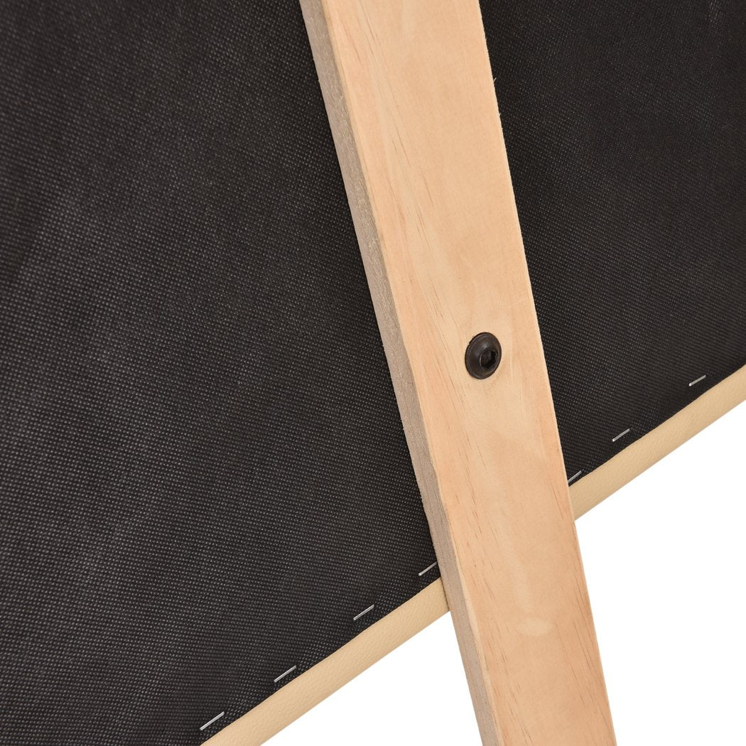 PU Leather Bed Headboard with Wooden Legs in Double Size in Cream Colour Levede