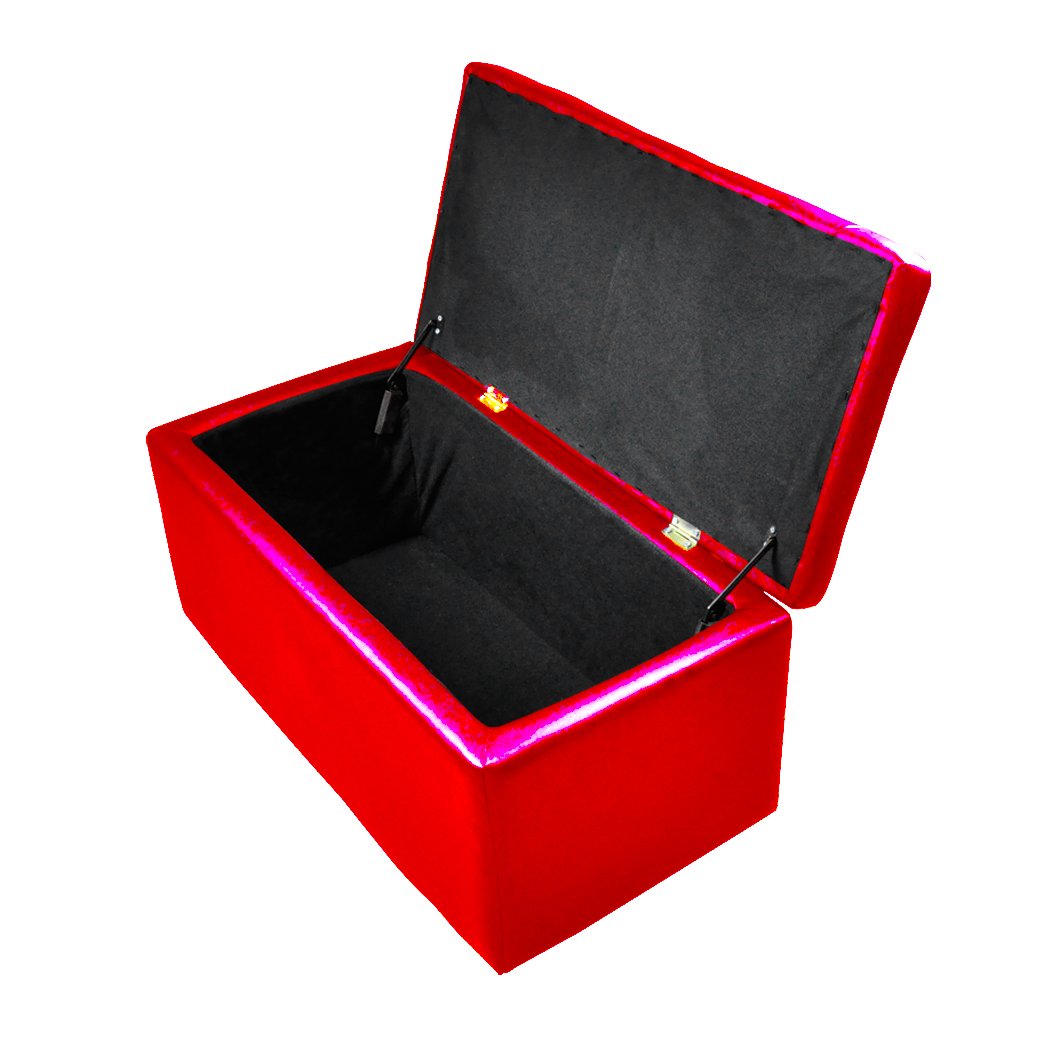 Blanket Box Storage Ottoman PU Leather Fabric Chest Toy Clothes Foot Stool Bed Levede