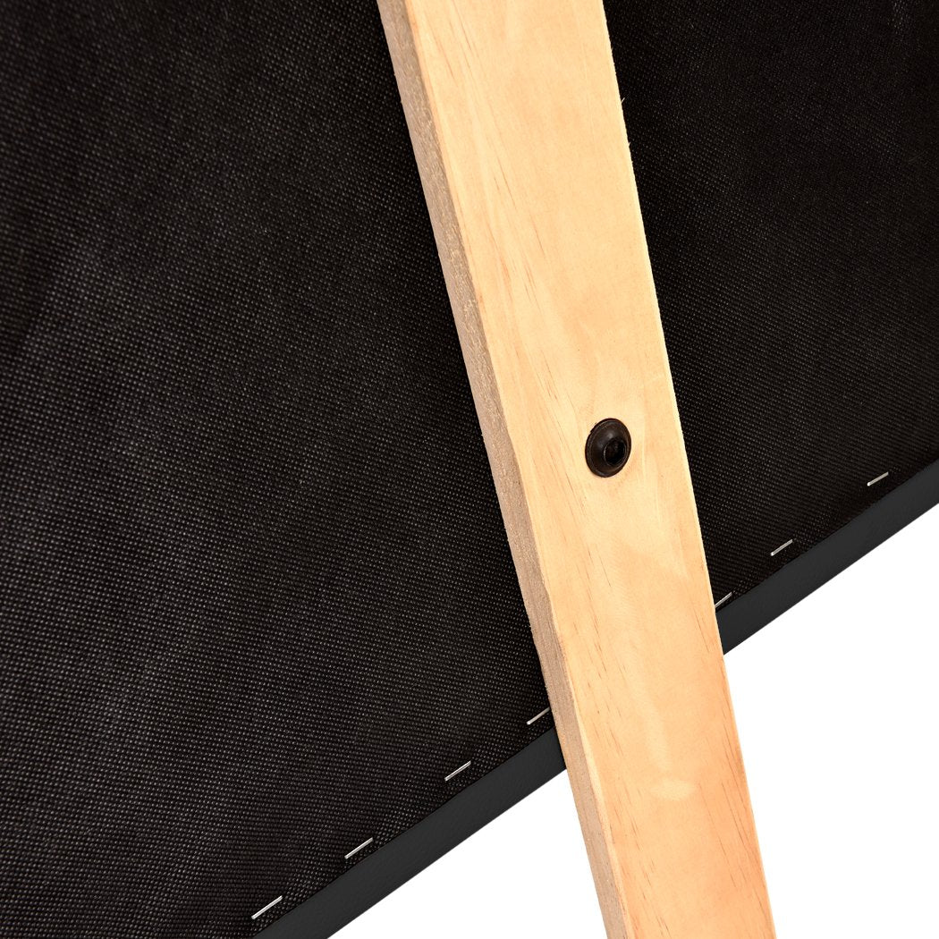 PU Leather Bed Headboard with Wooden Legs in Queen Size in Black Colour Levede