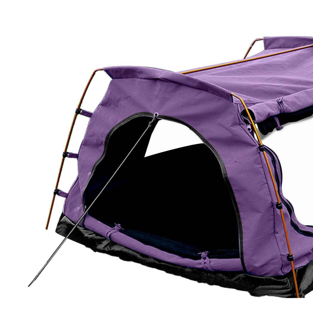 Double King Swag Camping Swags Canvas Dome Tent Hiking Mattress Purple Mountview