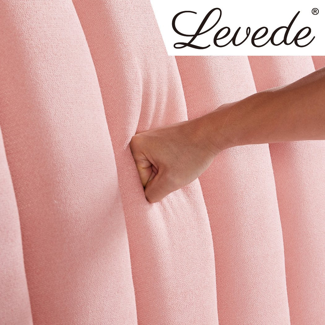 Bed Frame Velvet Base Bedhead Headboard Queen Size Wooden Platform Pink Levede