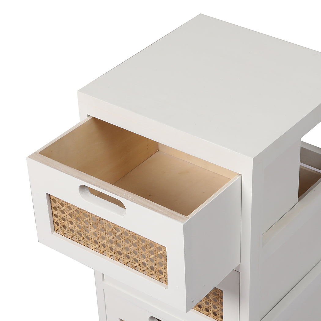 Bedside Tables Drawers Side Table Paulownia Wood Storage Cabinet White Levede