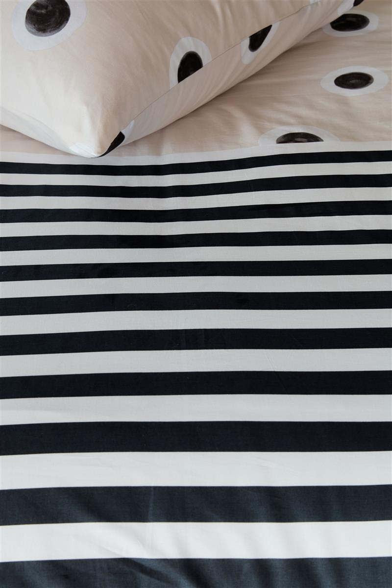 vTWomen Stripe and Eye Natural Cotton Quilt Cover Set vtWomen
