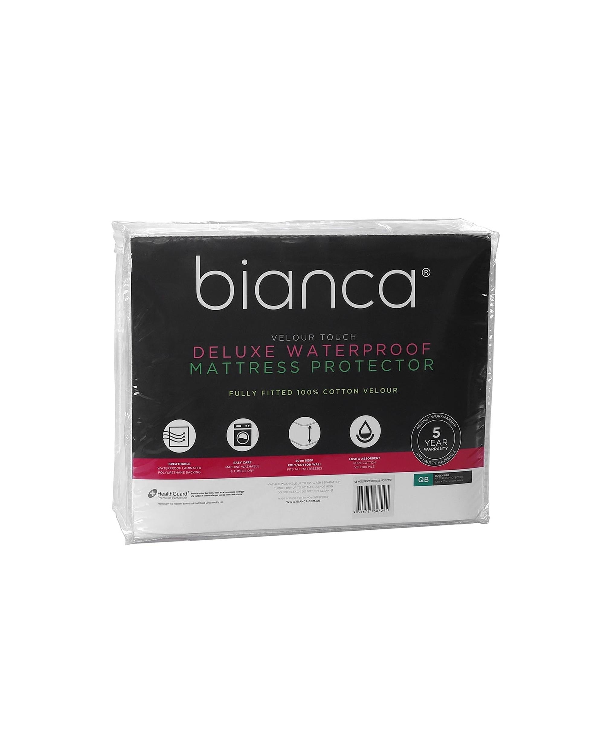 Bianca Bedding DELUXE WATERPROOF COTTON VELOUR MATTRESS PROTECTOR Bianca Bedding