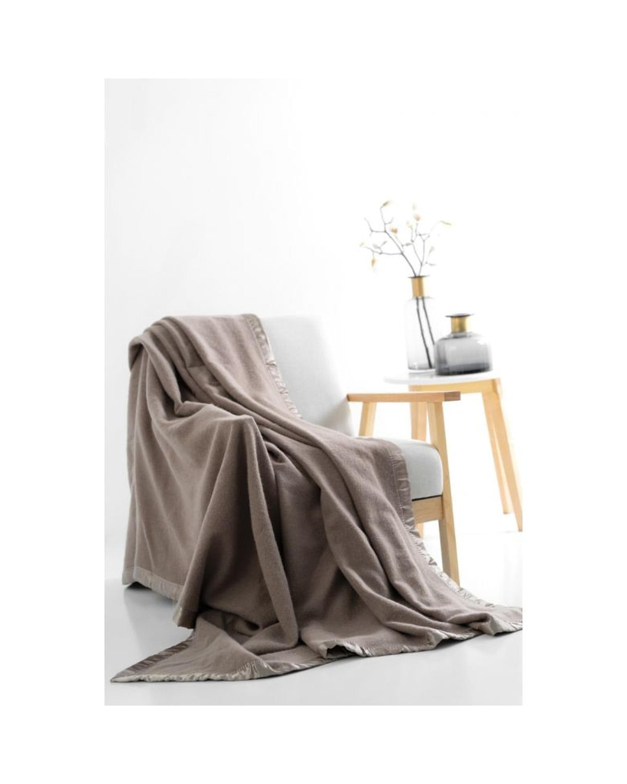 Jason Bedding Blanket Jason Bedding AUSTRALIAN WOOL BLANKET W/SATIN TRIM EDGE 500gsm - Taupe