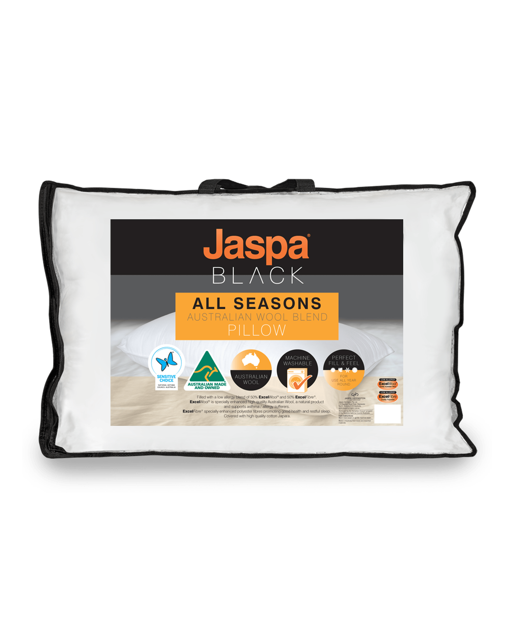 Jaspa Black Pillows/Cushions Jaspa Black All Seasons Wool Pillow