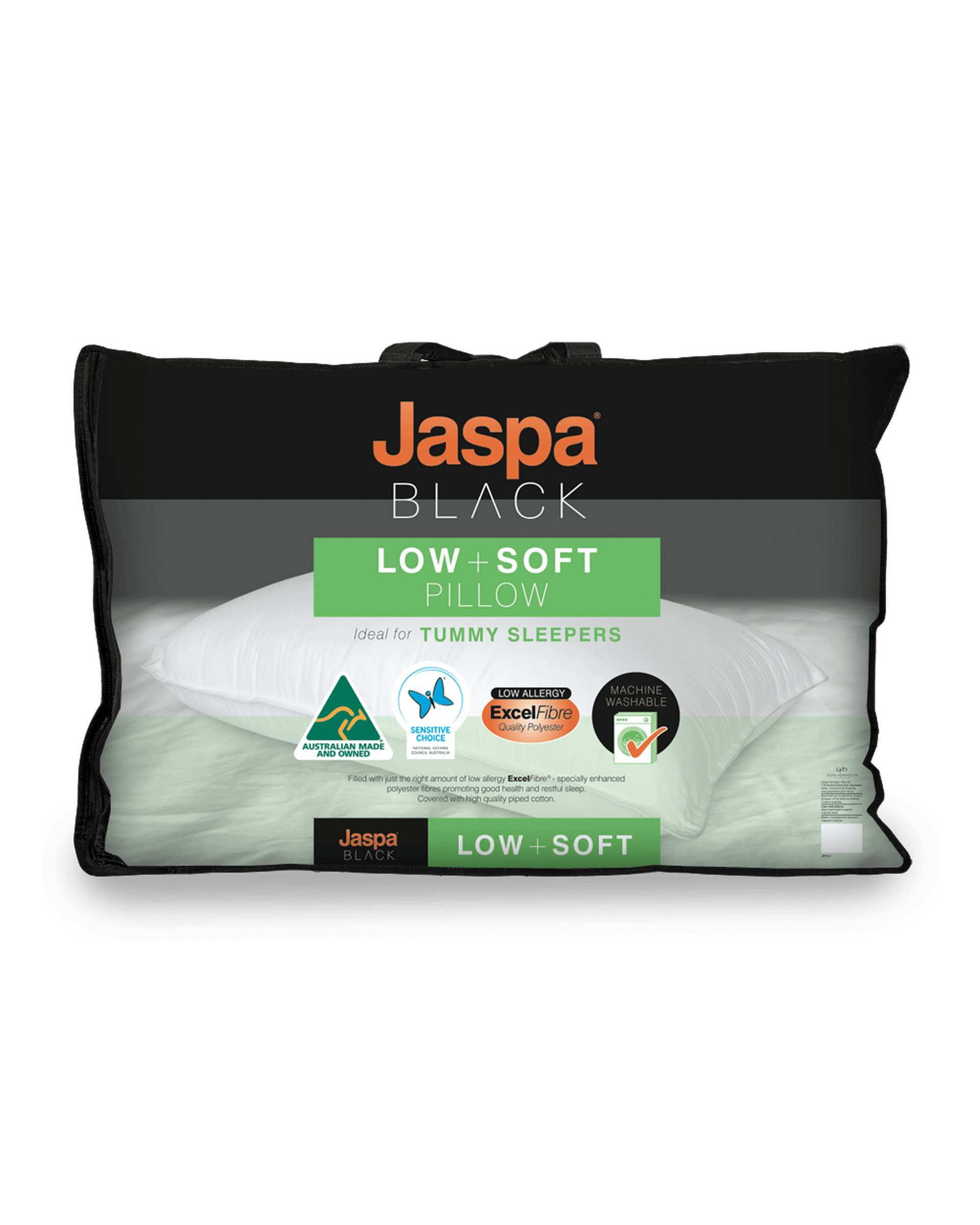 Jaspa Black Pillows/Cushions Jaspa Black Low & Soft Pillow