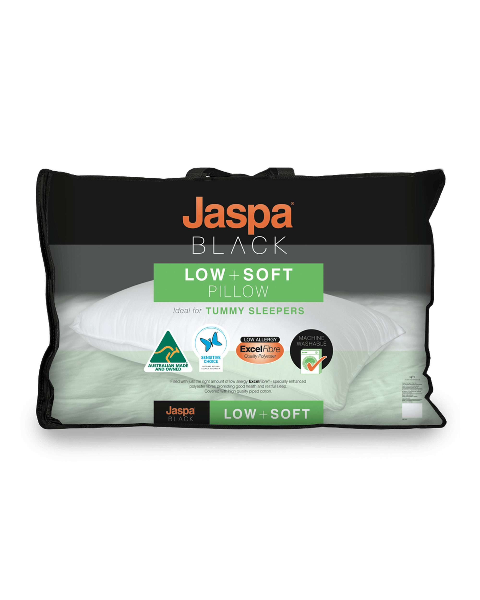 Jaspa Black Pillows/Cushions Jaspa Black Low & Soft Pillow