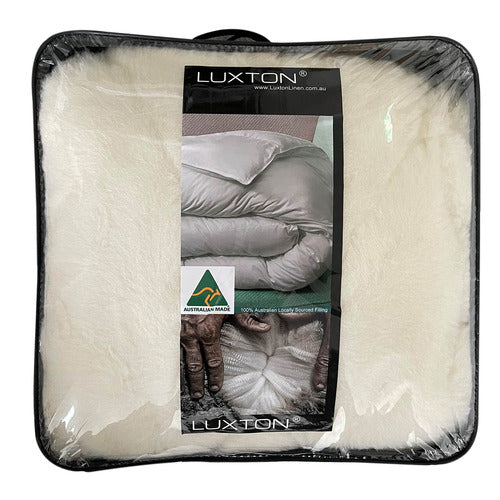 Luxton Premium Reversible 1000GSM Australian Wool Mattress Topper Luxton