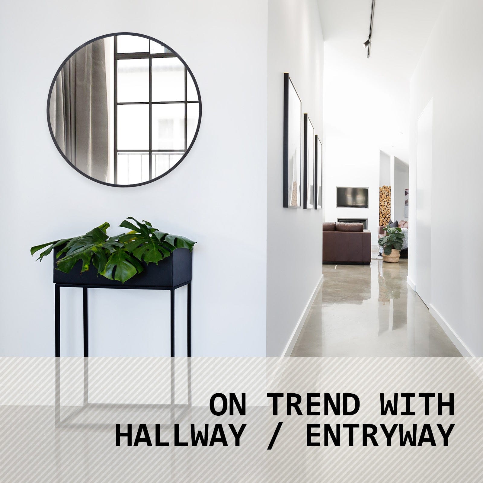 La Bella Mirror 2 Set La Bella Black Wall Mirror Round Aluminum Frame Makeup Decor Bathroom Vanity 50cm