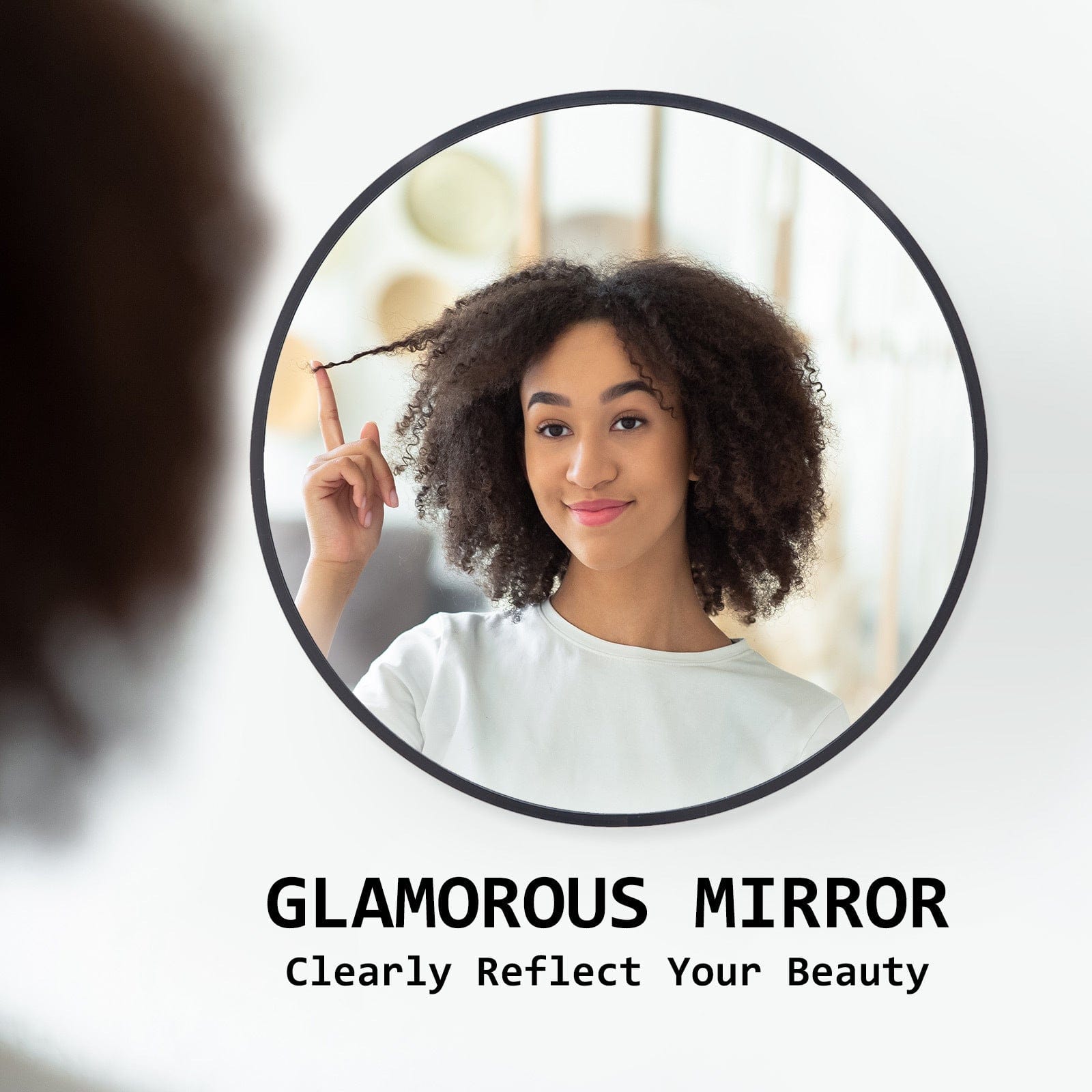 La Bella Mirror 2 Set La Bella Black Wall Mirror Round Aluminum Frame Makeup Decor Bathroom Vanity 70cm