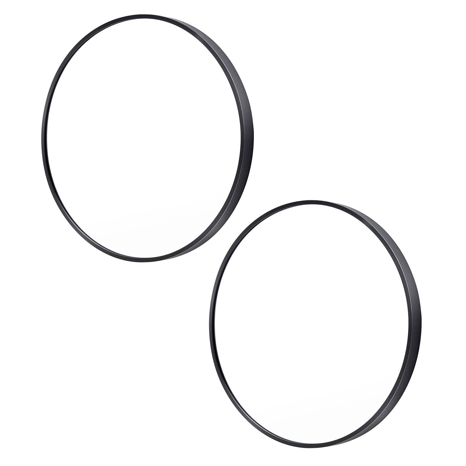 La Bella Mirror 2 Set La Bella Black Wall Mirror Round Aluminum Frame Makeup Decor Bathroom Vanity 70cm