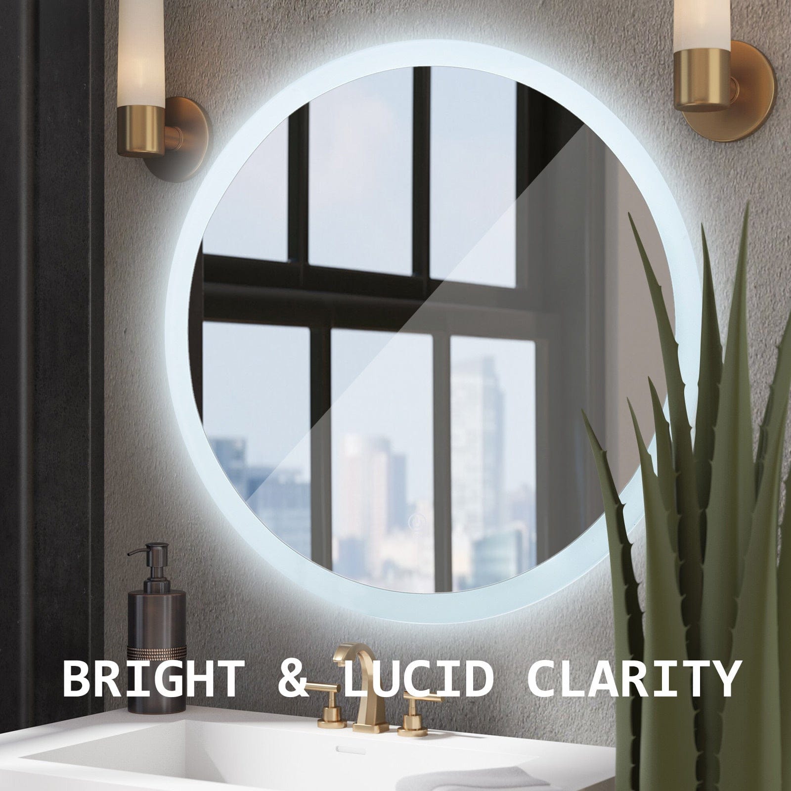 La Bella Mirror 2 Set La Bella LED Wall Mirror Round Touch Anti-Fog Makeup Decor Bathroom Vanity 70cm