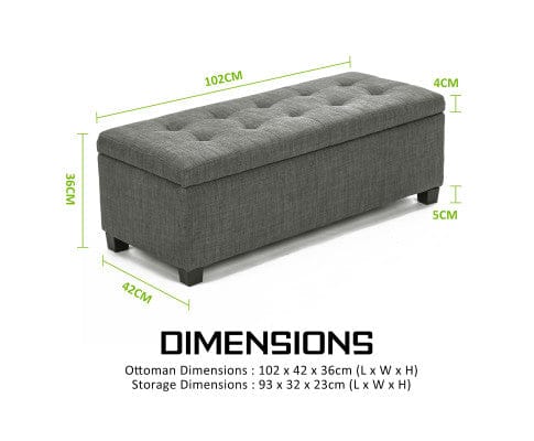 La Bella Ottoman La Bella Dark Grey Storage Ottoman Stool Fabric