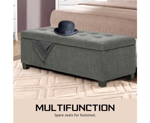 La Bella Ottoman La Bella Dark Grey Storage Ottoman Stool Fabric